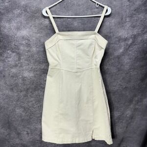 Hollister Corduroy Mini Dress Size M Cream Spaghetti Strap Square Neck Y2K NWT